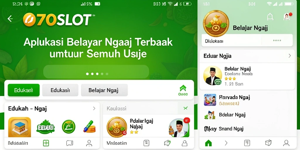 Antarmuka intuitif aplikasi Belajar Ngaji 070SLOT yang ramah pengguna.