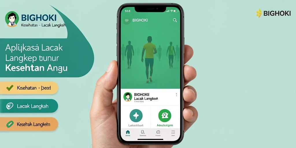 Antarmuka BIGHOKI menampilkan statistik langkah dan kemajuan dengan jelas.