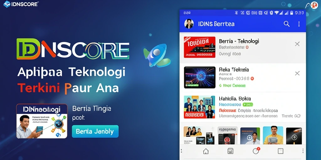 Screenshot utama IDNSCORE menunjukkan antarmuka aplikasi yang informatif dan menarik.