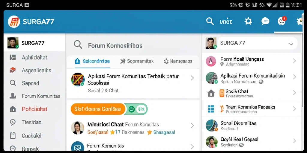 Antarmuka SURGA77 yang interaktif untuk forum komunitas.