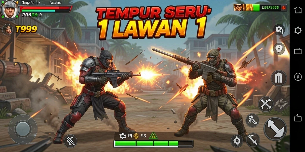Tampilan antarmuka tempur 1 lawan 1 dalam T9999.