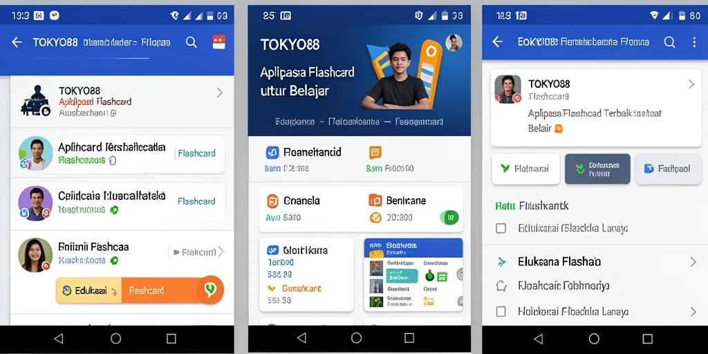 Tampilan utama aplikasi Flashcard TOKYO88 yang menarik dan interaktif.
