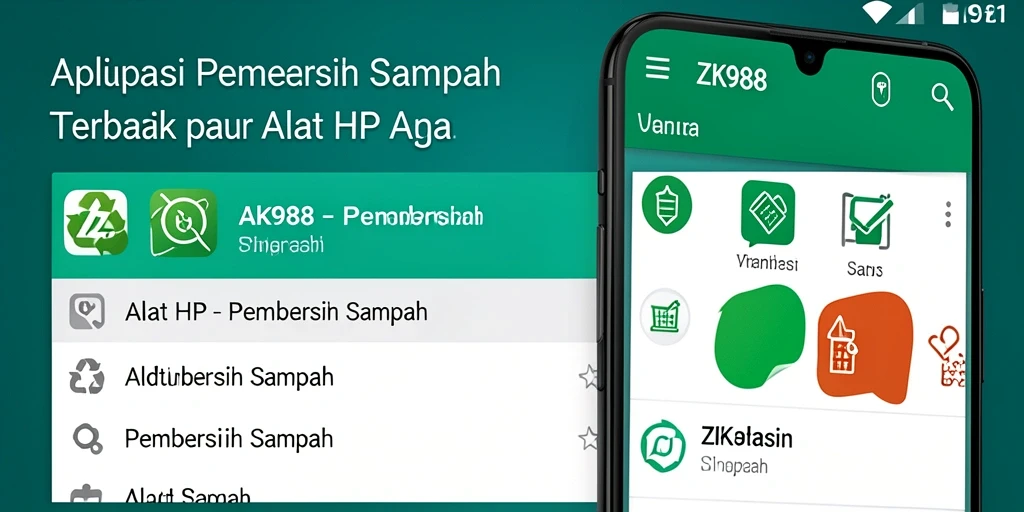 Tampilan antarmuka pengguna ZK988 yang memudahkan pembersihan sampah.