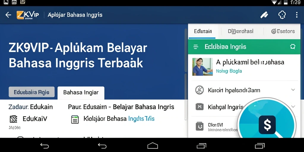 Tampilan antarmuka aplikasi ZK9VIP untuk belajar bahasa Inggris.